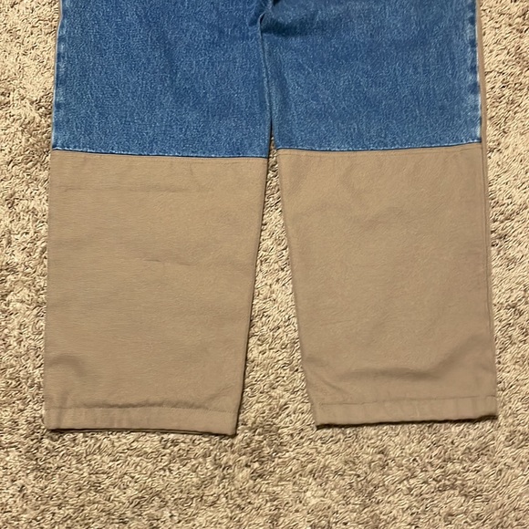 Columbia Men’s Size 40x32 Brush Briar Hunting Pants Canvas Denim Jeans Blue Tan - Picture 6 of 12